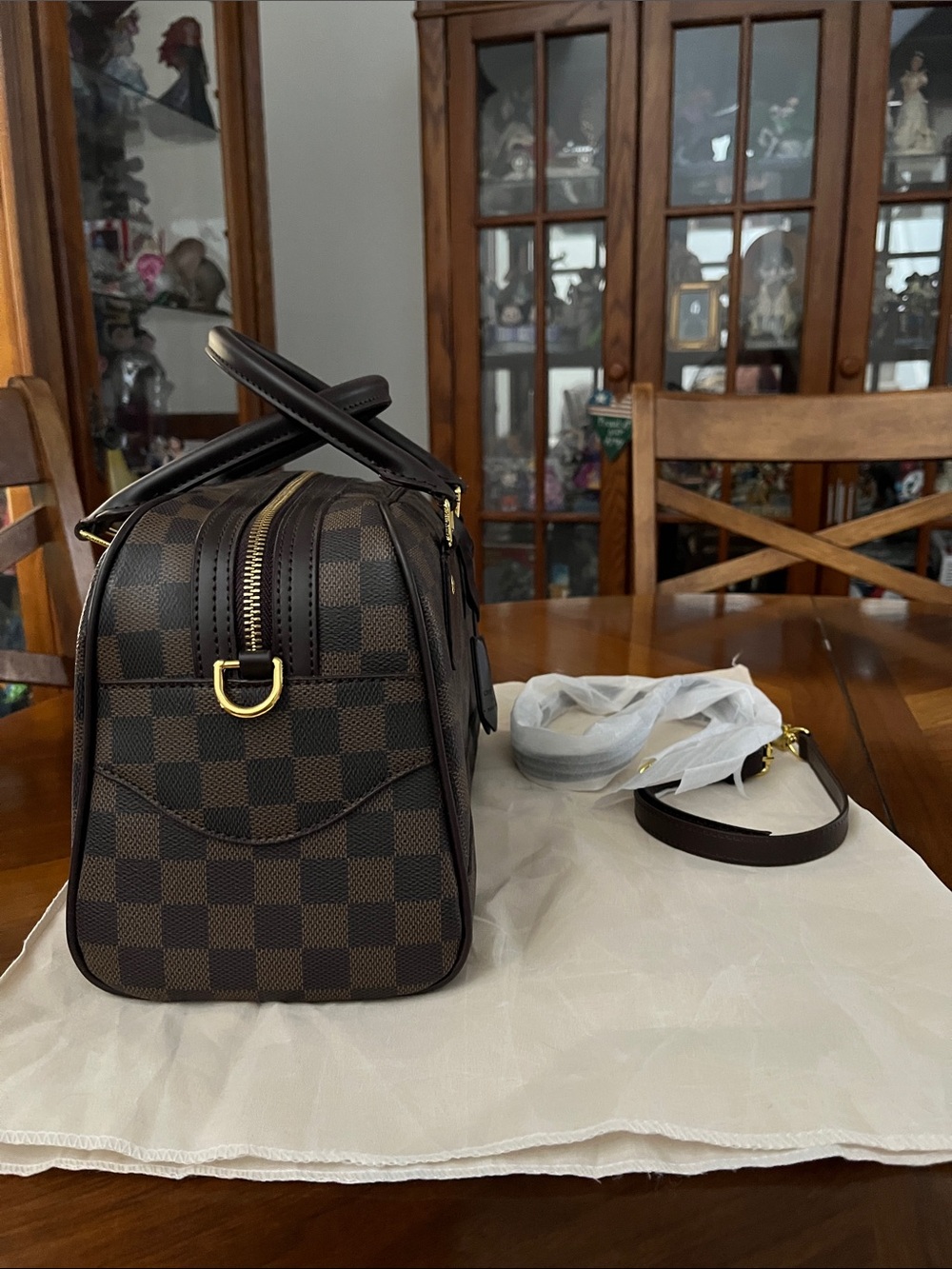 Chic Brown Damier Crossbody Top Handle Satchel Doctor Handbag! - Picture 4 of 7